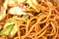 fried yakisoba Japanese noodles and cabbage in spicy sauce on bowl