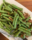 Fried yardlong bean for Thai meal in local market stall