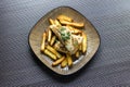 fried zander with homemade potato chips