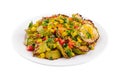 fried zucchini with chopped pepper on plate Royalty Free Stock Photo