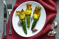 Fried Zucchini Flowers Stuffed with cream cheese with garlic Royalty Free Stock Photo