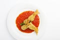 Fried zucchini flowers stuffed with ricotta and ham Royalty Free Stock Photo
