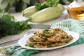 Fried zucchini on the plate Royalty Free Stock Photo