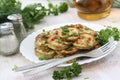 Fried zucchini on the plate Royalty Free Stock Photo