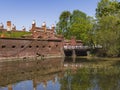 Friedlan Gate - one of the seven surviving city gates of KÃÂ¶nigsberg, 19th century. Inner side and water moat. Russia, Kaliningrad