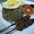 Friedrice with chicken satay Royalty Free Stock Photo