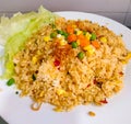 friedrice is an indonesian food breakfast in the morning cause make it from chilli garlic soy sauce salt and vegetable topping