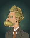 Friedrich Nietzsche portrait in line art illustration. Editable layers.