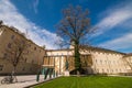 Friedrich Schiller monument and giant cucumbers in Furtwanglerpark in the old town of Salzburg, Austria Royalty Free Stock Photo