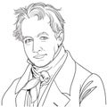 Alexander von Humboldt cartoon portrait Royalty Free Stock Photo