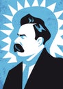 Friedrich Wilhelm Nietzsche vector illustration portrait