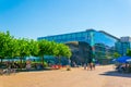 FRIEDRICHSHAFEN, GERMANY, JULY 24, 2016: People are strolling in front of the zeppelin museum in friedrichshafen