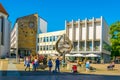 FRIEDRICHSHAFEN, GERMANY, JULY 24, 2016: People are strolling in front of the zeppelin museum in friedrichshafen