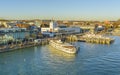 Friedrichshafen harbor with Zeppelin museum on back Royalty Free Stock Photo