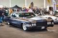 FRIEDRICHSHAFEN - MAY 2019: black CADILLAC DE VILLE 1969 sedan at Motorworld Classics Bodensee on May 11, 2019 in Friedrichshafen