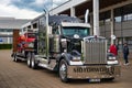 FRIEDRICHSHAFEN - MAY 2019: black KENWORTH W900 1961 conventional-cab truck at Motorworld Classics Bodensee on May 11, 2019 in