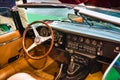 FRIEDRICHSHAFEN - MAY 2019: interior of JAGUAR E-TYPE V12 1974 cabrio roadster at Motorworld Classics Bodensee on May 11, 2019 in