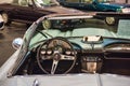FRIEDRICHSHAFEN - MAY 2019: interior of silver CHEVROLET CORVETTE C1 1961 cabrio at Motorworld Classics Bodensee on May 11, 2019 Royalty Free Stock Photo