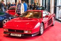 FRIEDRICHSHAFEN - MAY 2019: red FERRARI TESTAROSSA F110 1989 coupe at Motorworld Classics Bodensee on May 11, 2019 in