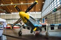 FRIEDRICHSHAFEN - MAY 2019: silver blue plane P-51D MUSTANG LOUISIANA KID 1944 at Motorworld Classics Bodensee on May 11, 2019 in