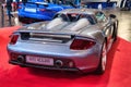 FRIEDRICHSHAFEN - MAY 2019: silver PORSCHE CARRERA GT 2002 at Motorworld Classics Bodensee on May 11, 2019 in Friedrichshafen,