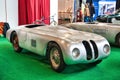 FRIEDRICHSHAFEN - MAY 2019: silver racing car prototype BMW 328 TOURING 1938 cabrio at Motorworld Classics Bodensee on May 11, Royalty Free Stock Photo
