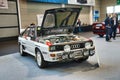 FRIEDRICHSHAFEN - MAY 2019: white AUDI QUATTRO A1 TYPE 81 85 1980 sedan at Motorworld Classics Bodensee on May 11, 2019 in