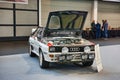 FRIEDRICHSHAFEN - MAY 2019: white AUDI QUATTRO A1 TYPE 81 85 1980 sedan at Motorworld Classics Bodensee on May 11, 2019 in