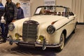 FRIEDRICHSHAFEN - MAY 2019: white beige ivory MERCEDES-BENZ 220 S PONTON W187 1957 cabrio at Motorworld Classics Bodensee on May