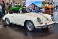 FRIEDRICHSHAFEN - MAY 2019: white PORSCHE 356 1948 cabrio at Motorworld Classics Bodensee on May 11, 2019 in Friedrichshafen, Royalty Free Stock Photo
