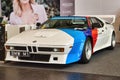 FRIEDRICHSHAFEN - MAY 2019: white red blue sport BMW M1 PROCAR CHAMPIONSHIP 1979 coupe at Motorworld Classics Bodensee on May 11, Royalty Free Stock Photo