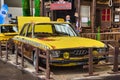 FRIEDRICHSHAFEN - MAY 2019: yellow taxi AUDI 100 C1 F104 1968 sedan at Motorworld Classics Bodensee on May 11, 2019 in