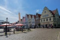 FRIEDRICHSTADT, GERMANY Ã¢â¬â AUGUST 23, 2019: houses with stepped gables on the market square in Friedrichstadt, the beautiful