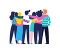 Friend group hug of diverse people isolated Royalty Free Stock Photo