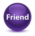 Friend glassy purple round button