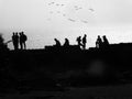 Friend sitting on Fort Wall with Sea on Background