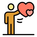Friend take heart icon color outline vector