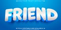 Friend text effect, editable cartoon and comic text style Royalty Free Stock Photo