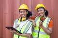 Friend young working together women engineer staff worker service team happy together