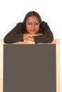 Friendly adult student leaning on chalk board Royalty Free Stock Photo