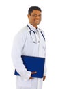 Friendly Afro-American doctor working Royalty Free Stock Photo