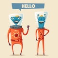 Friendly aliens. Cartoon vector illustration