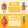 Friendly aliens. Cartoon vector illustration