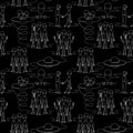 Friendly aliens. Seamless pattern. Stock vector illustration