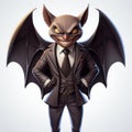 Friendly Anthropomorphic Bat In Suit: A Unique And Whimsical Animated Character