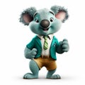 Friendly Anthropomorphic Koala In A Hyperrealistic Cartoon Style Illustration