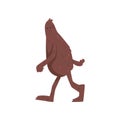 Friendly bigfoot cartoon character walking vector Illustration on a white background