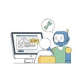 AI Chatbot Customer Support and Technical Service Illustration Robot Assistant Solving Computer Troubleshooting Errors for User an Royalty Free Stock Photo