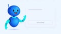 Friendly blue robot inviting questions in chat interface Royalty Free Stock Photo