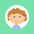 Cute Boy Kid, Male Child with Curly Hairstyle